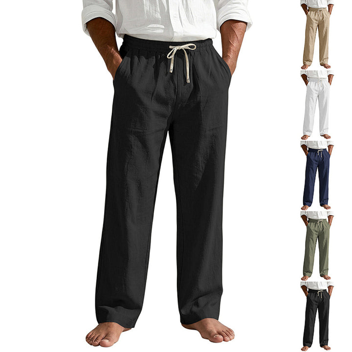 Herren Leinenoptik Relaxhose mit elastischem Bund, Tunnelzug und Seitentaschen – Sorevano