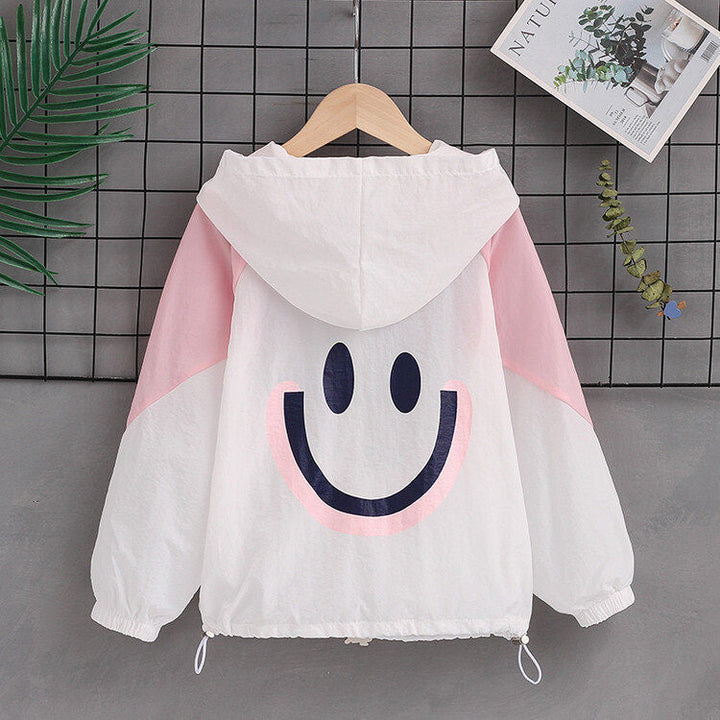 Damen nan leichte Kapuzenjacke mit Smiley-Print, verstellbarem Saum und elastischen Bündchen  Echo Archiv