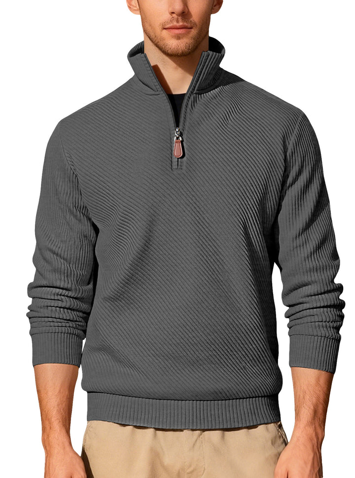 Herren Strickpullover mit hohem Kragen und Reißverschluss Echoarchiv