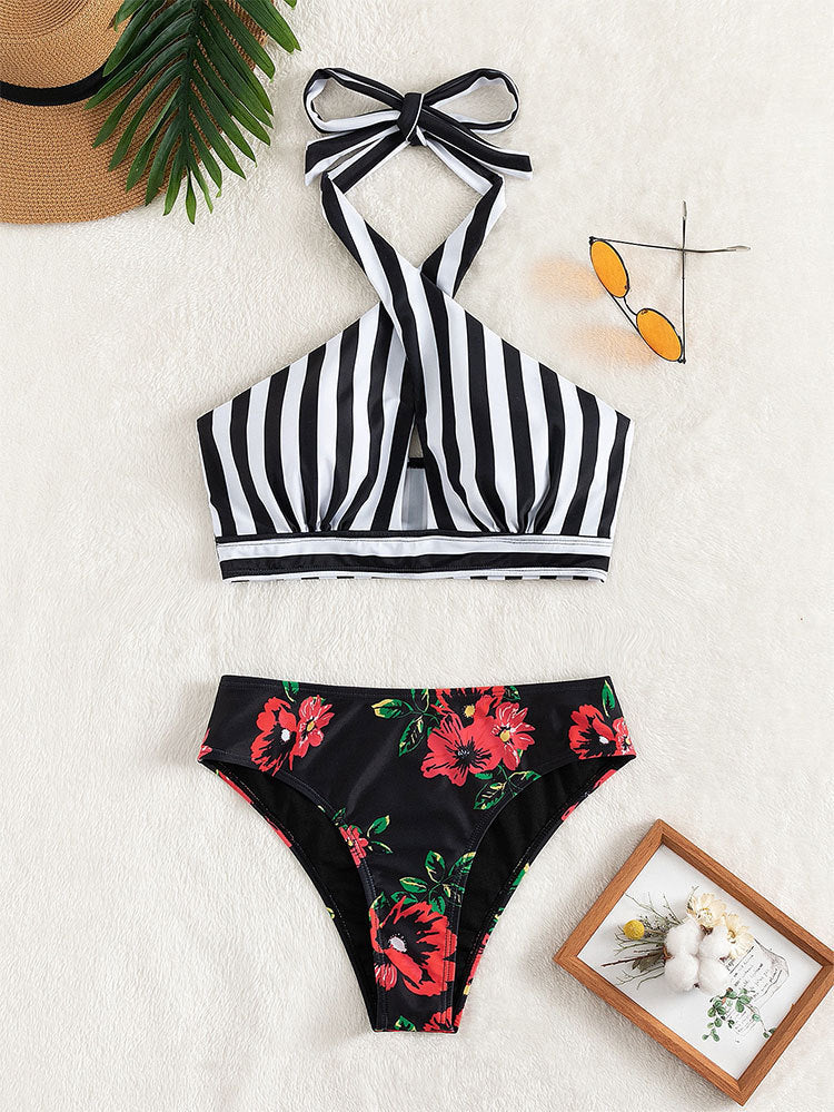 Damen Bikini mit hoch geschnittenem Slip und modischem Wickeloberteil Echo Archiv
