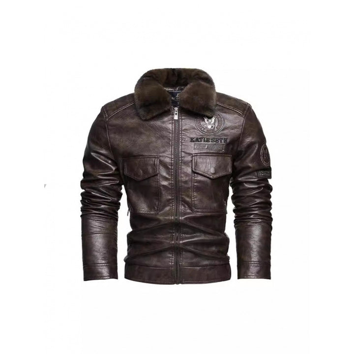 Herren Lederjacke mit Kunstfellkragen Echo Archiv