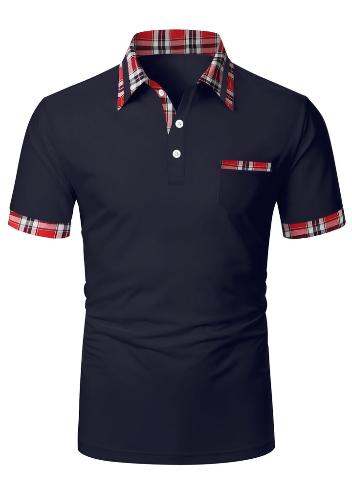 Herren Poloshirt mit modernem Karodetail und praktischer Brusttasche Echoarchiv