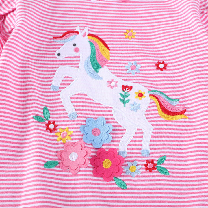 Mädchen T-Shirt mit zauberhaftem Einhorn-Motiv und Rüschendetail Echo Archiv