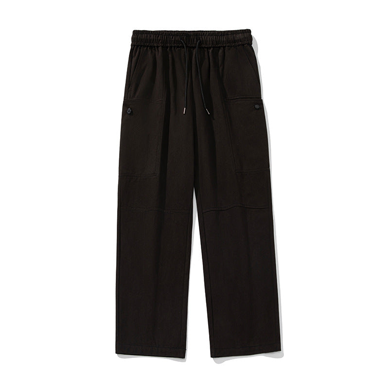 Unisex Weite Relaxed-Cargo-Palazzo-Hose mit elastischem Kordelbund und aufgesetzten Knopf-Taschen Echo Archiv