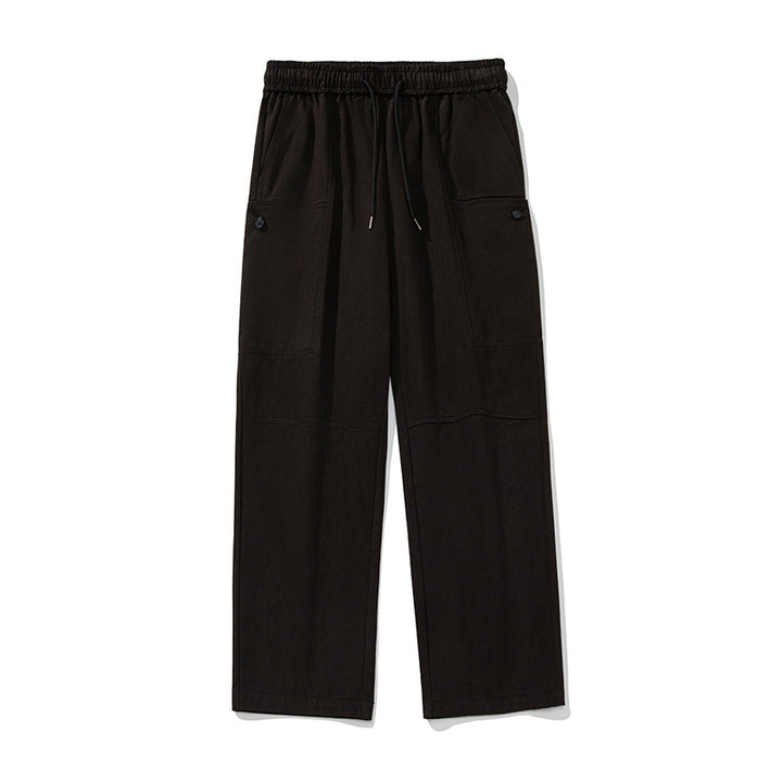 Unisex Weite Relaxed-Cargo-Palazzo-Hose mit elastischem Kordelbund und aufgesetzten Knopf-Taschen Echo Archiv