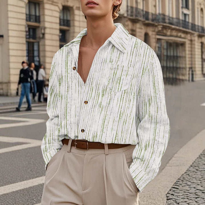 Herren modisches Langarmhemd mit strukturiertem Muster und eleganten Details Echoarchiv