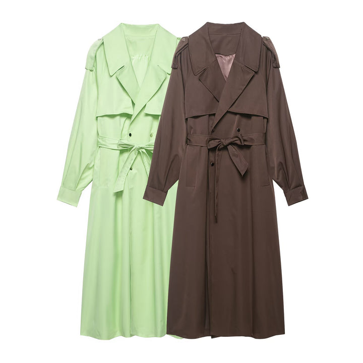 Damen Trenchcoat mit Taillengürtel, Schulterklappen und weitem Wasserfall-Revers Echo Archiv