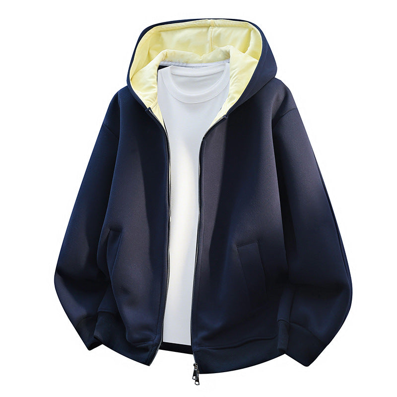 Herren Oversize-Zip-Hoodie mit kontrastgefütterter Kapuze und Kängurutaschen Echo Archiv