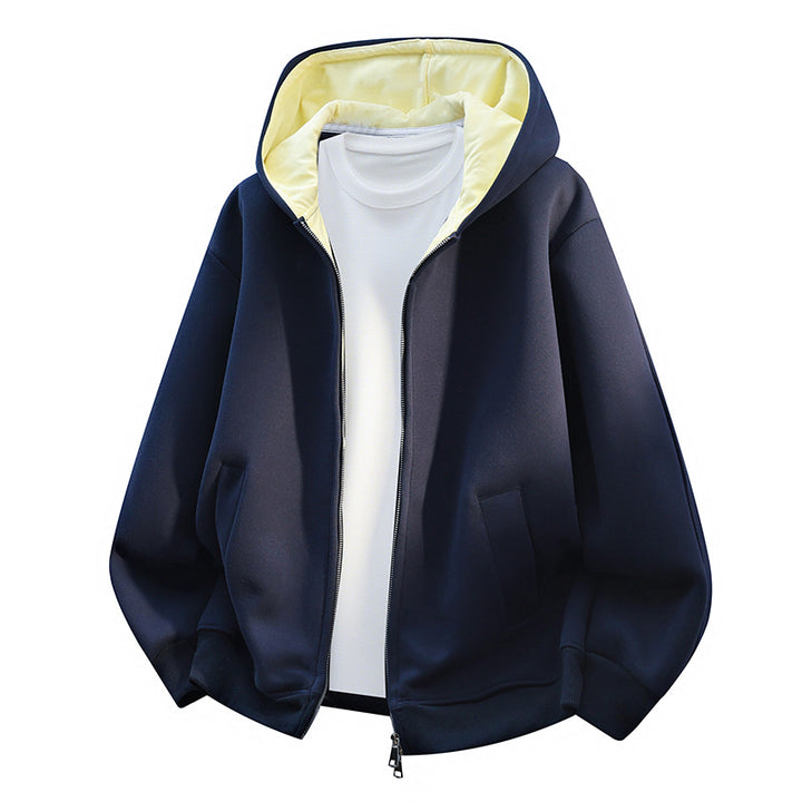 Herren Oversize-Zip-Hoodie mit kontrastgefütterter Kapuze und Kängurutaschen Echo Archiv