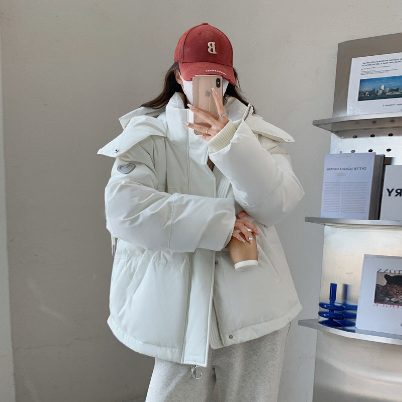 Damen nan oversized gesteppte Kurzjacke mit Kapuze, winddichter Fütterung und übergroßem Kragen Echo Archiv