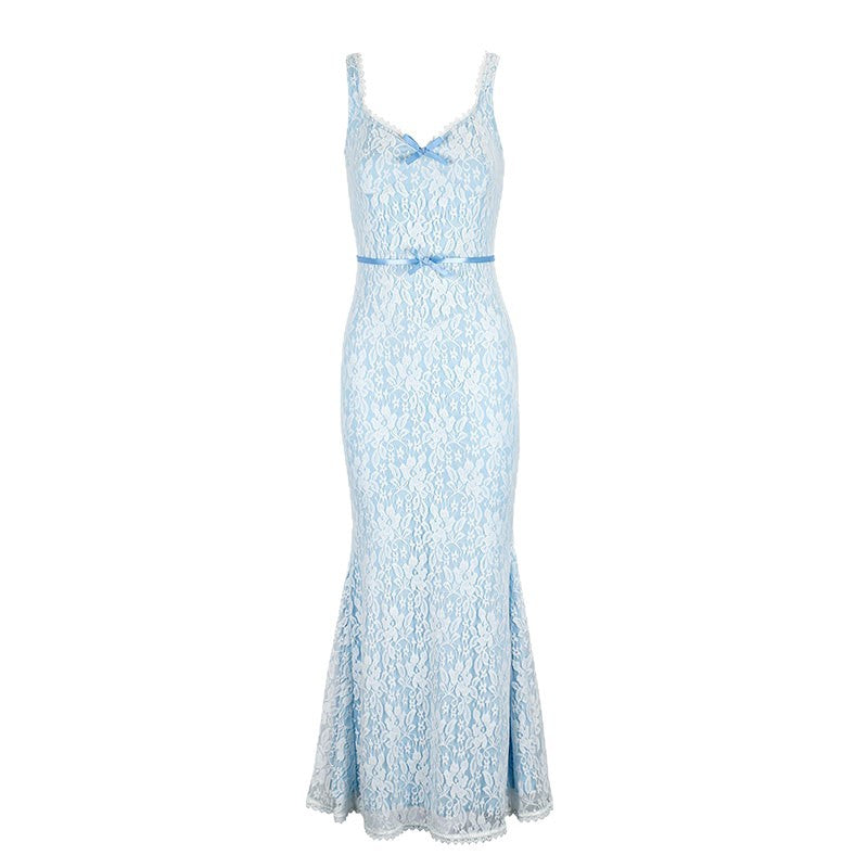 Damen Elegantes Spitzen-Midikleid mit verstellbaren Trägern und Schleifen-Detail Echo Archiv