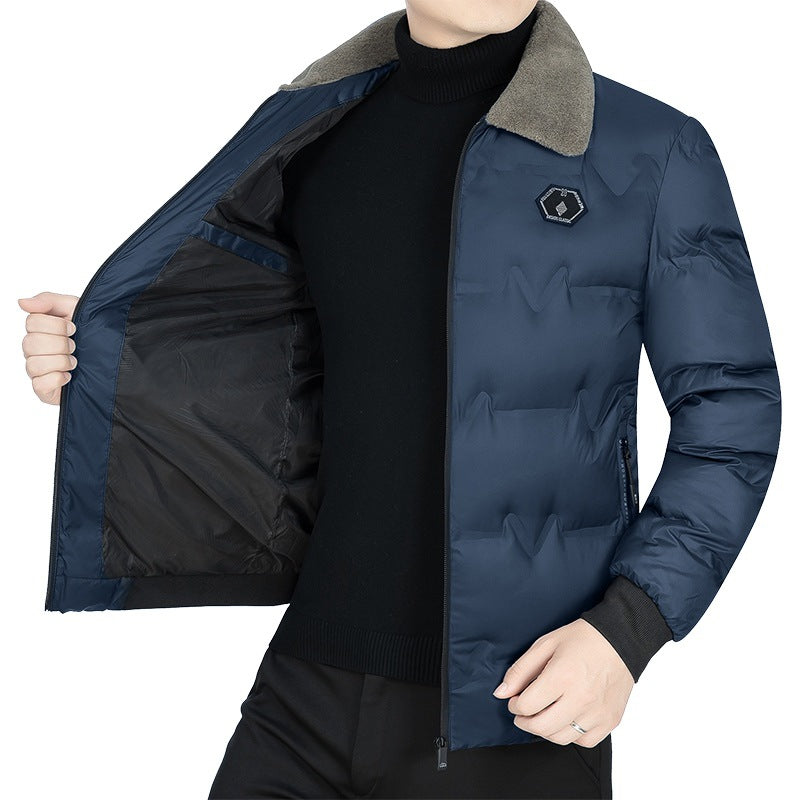 Herren Leichte Daunenjacke mit Pelzkragen Echoarchiv