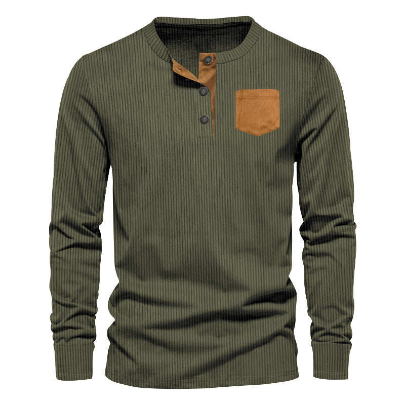 Herren Rippenfeinstrick Langarmshirt mit Slim‑Fit und Stehkragen – Arvello