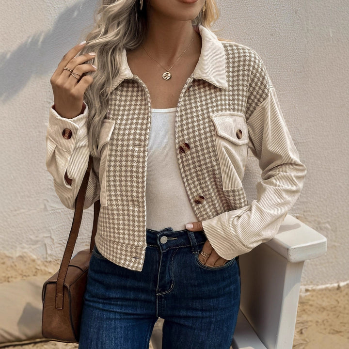 Damen Modische Cordjacke mit Karomuster Echo Archiv