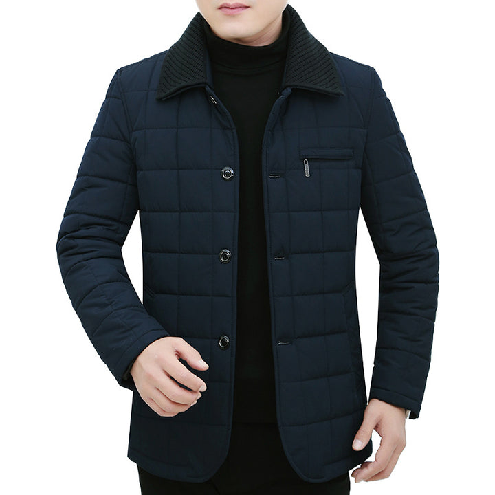 Herren Steppjacke mit Boxsteppung, Cordkragen und Brust-Reißverschlusstasche – Taviero