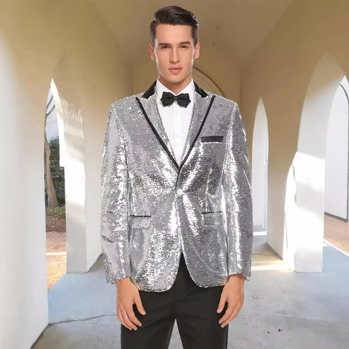 Herren Glitzernder Smokingblazer mit modernem Pailletten-Design Echoarchiv