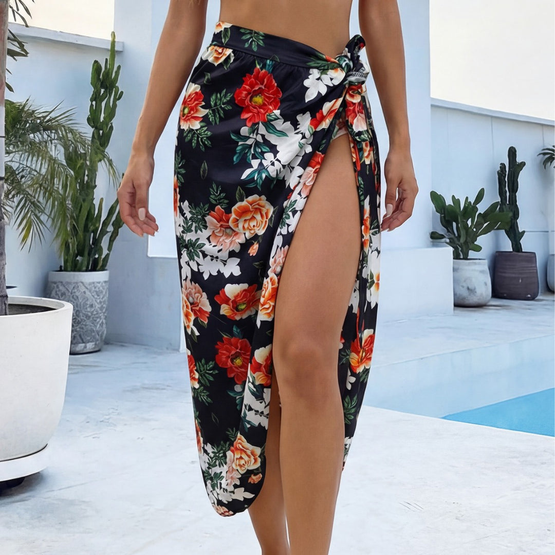 Damen eleganter Floral-Langrock mit seitlichem Schlitz Echo Archiv