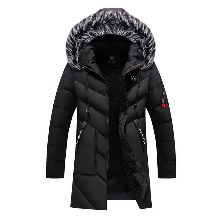 Herren langer gesteppter Thermoparka mit Kunstfellkapuze und Teddyfleece-Innenfutter Echoarchiv