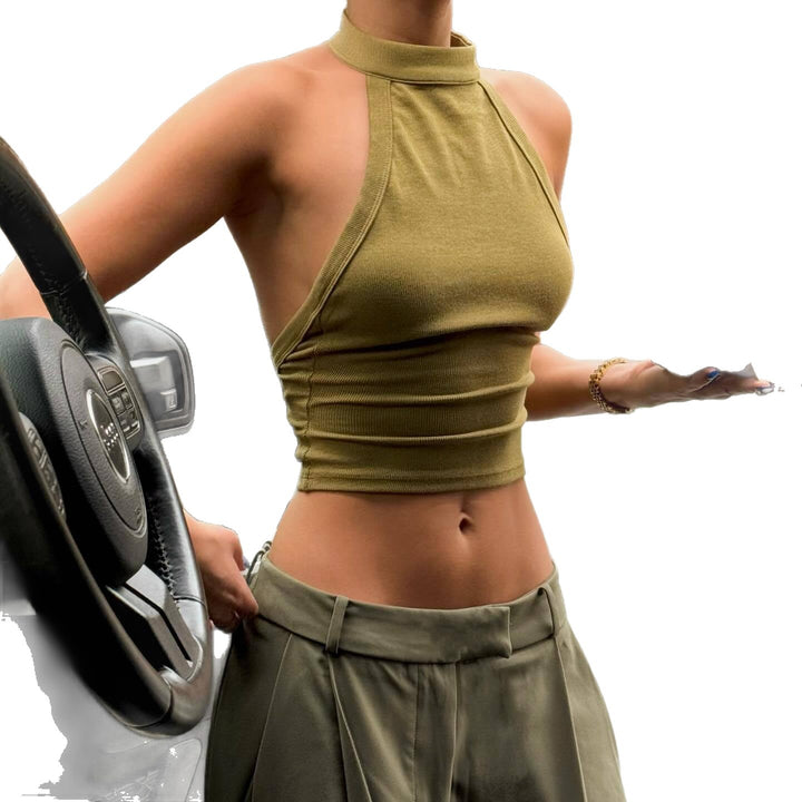 Damen High-Neck Crop-Top aus elastischem Material Echo Archiv