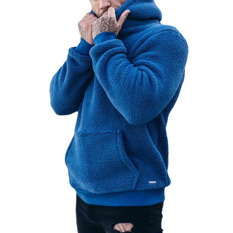 Herren Fleece Hoodie mit Kängurutasche und hohem Kragen Echoarchiv