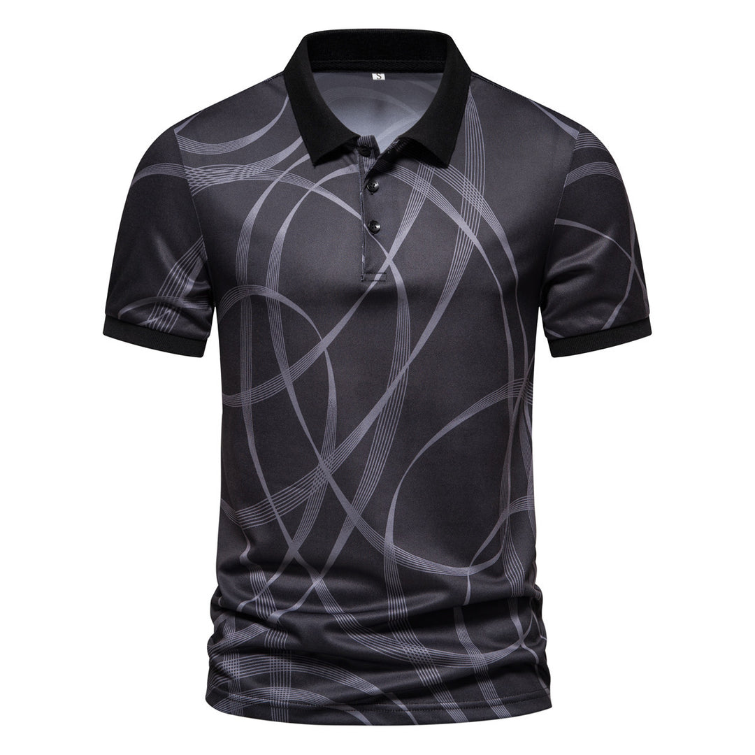 Herren Poloshirt mit modernem grafischen Muster und atmungsaktiver Textiltechnologie Echoarchiv