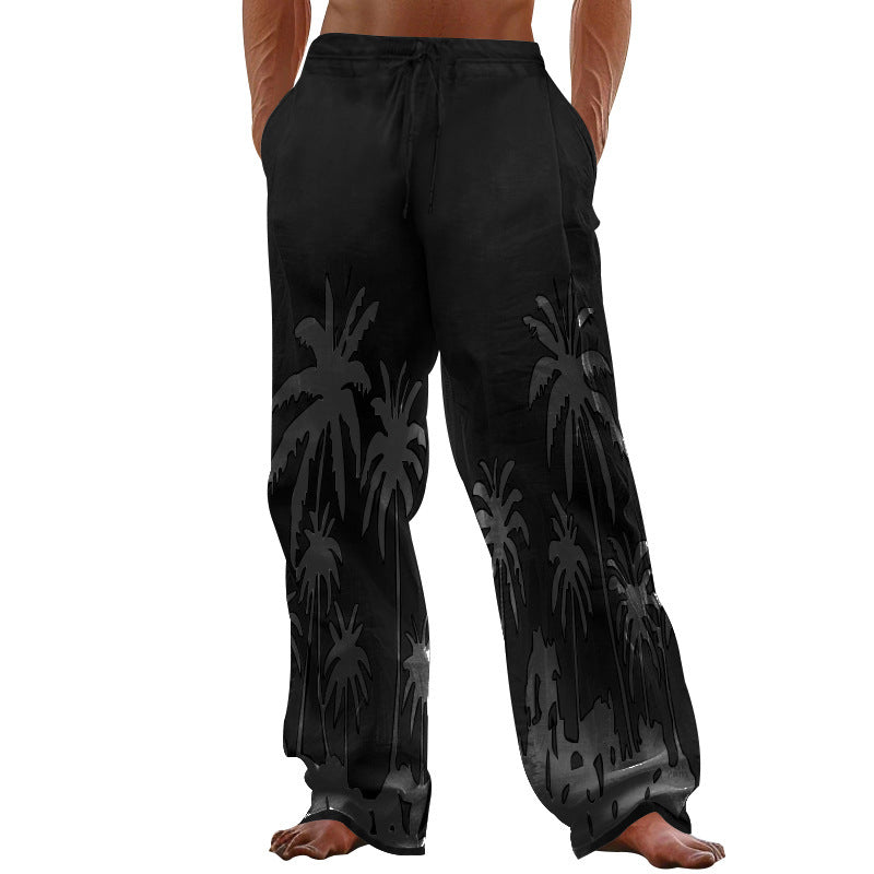 Herren entspannte Strandhose mit Palmenmotiv Echoarchiv