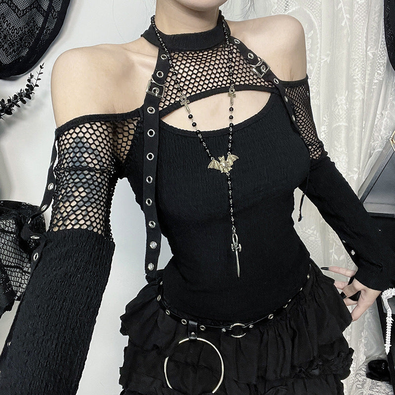 Damen modisches Oberteil mit einzigartigem Cut-Out-Design und Netzdetails Echo Archiv