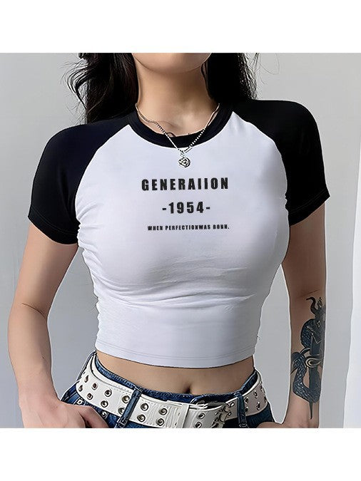Damen Crop-Top mit motivierendem Schriftzug und lässigem Schnitt Echo Archiv
