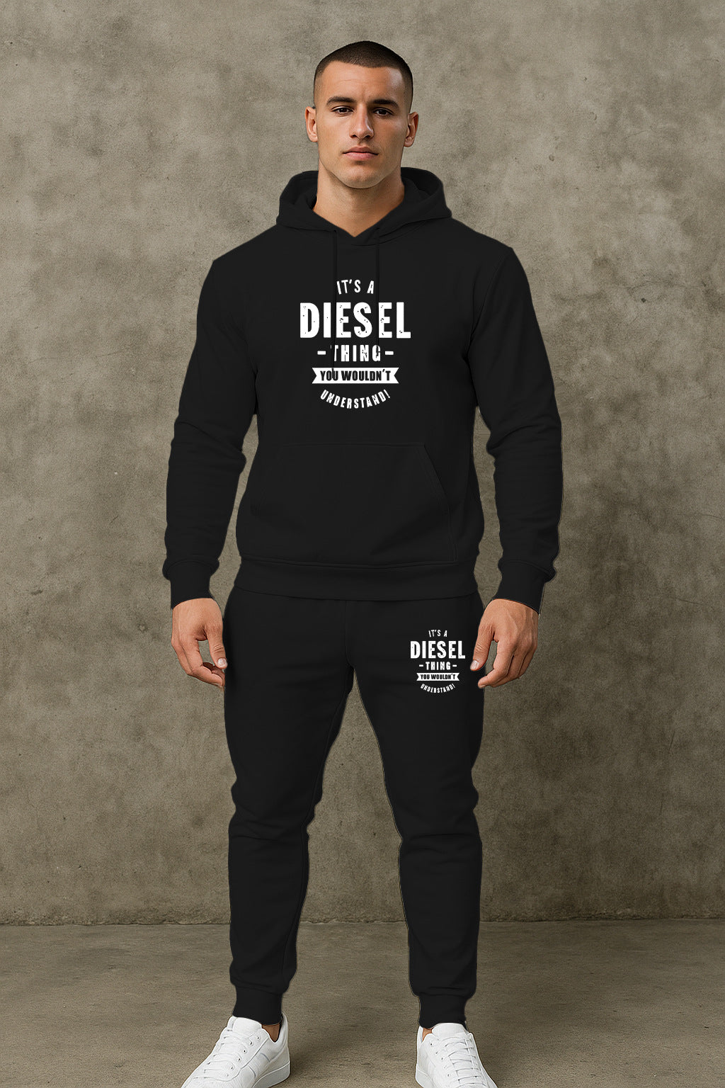 Herren Motivierter Sweatanzug mit funktionalem Kapuzenpullover und praktischen Taschen Echoarchiv