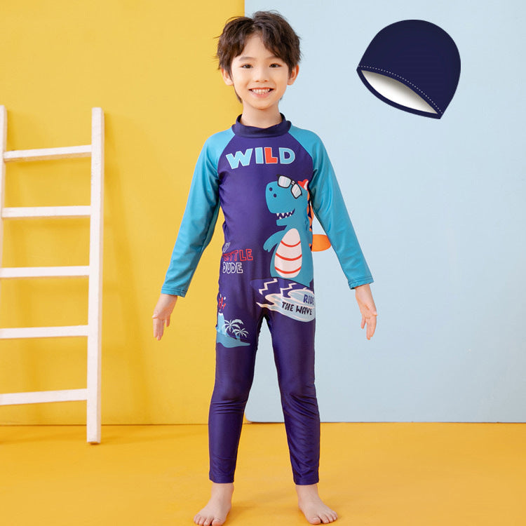 Jungen UV-Schutz Schwimmanzug mit langen Ärmeln und süßem Dinosaurier-Motiv Echo Archiv