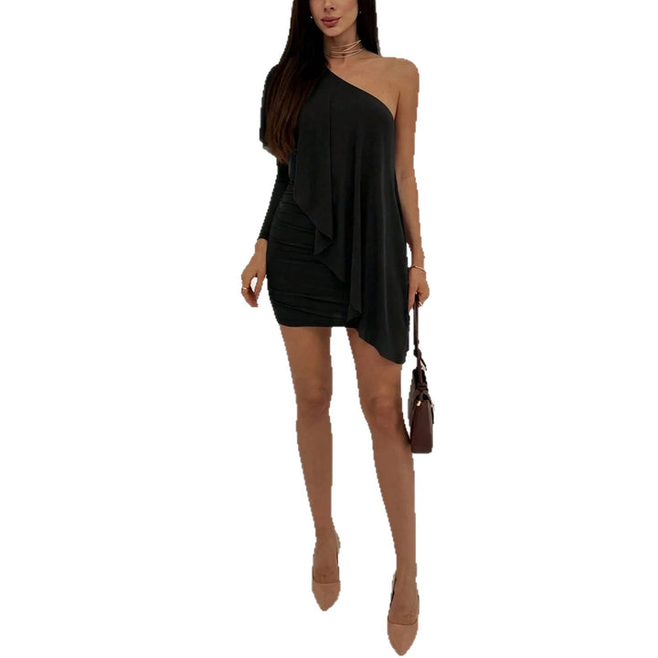 Damen nan asymmetrisches schulterfreies Minikleid mit Drapierung und gerafftem Rock Echo Archiv