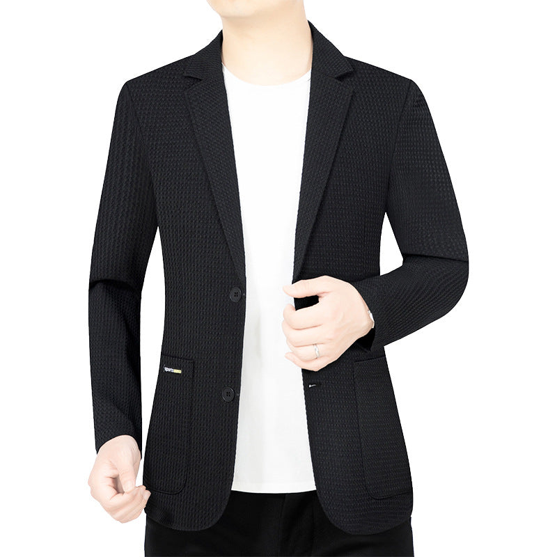 Herren Modernes Stretch Business-Sakko mit schmalem Schnitt und aufgesetzten Taschen – Tianoro