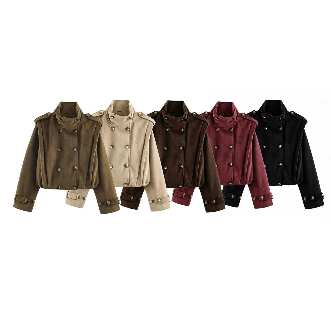 Damen Kurzjacke im Matrosen- und Military-Mix mit hohem Stehkragen, Epauletten und tailliertem Gummizug Echoarchiv