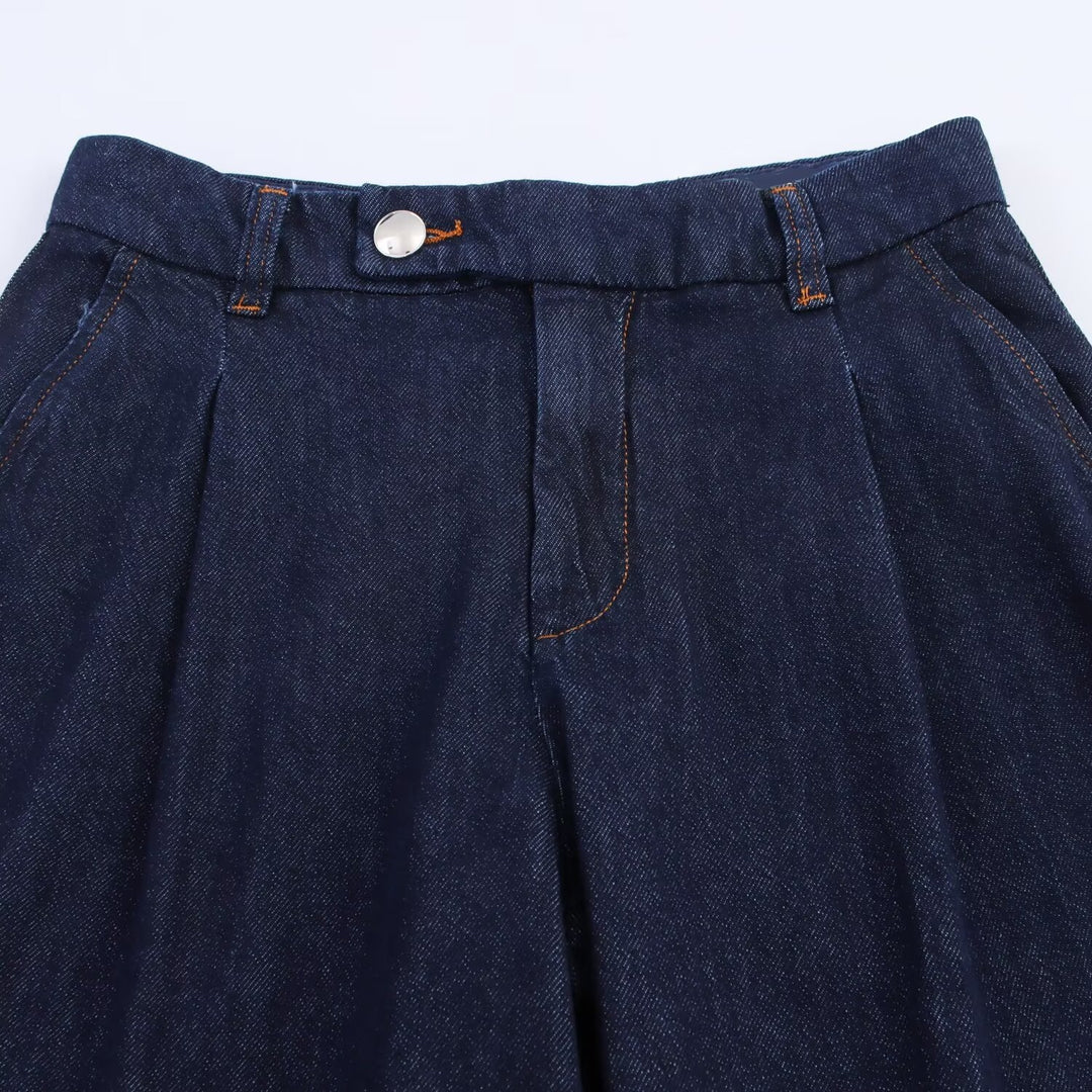 Damen weite Jeanshose mit eleganter Taillierung und seitlichen Eingrifftaschen Echo Archiv