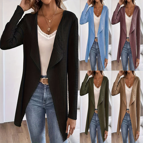 Damen Wasserfall-Blazer aus Crinkle-Struktur, leicht und offen Echoarchiv