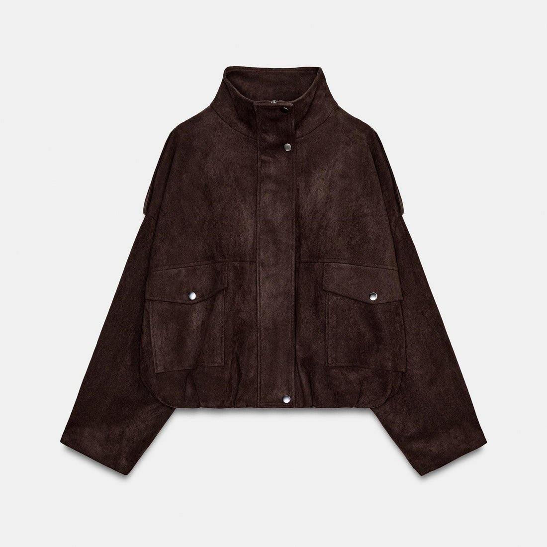 Damen Modische Wildlederjacke mit großen Taschen – Célinea