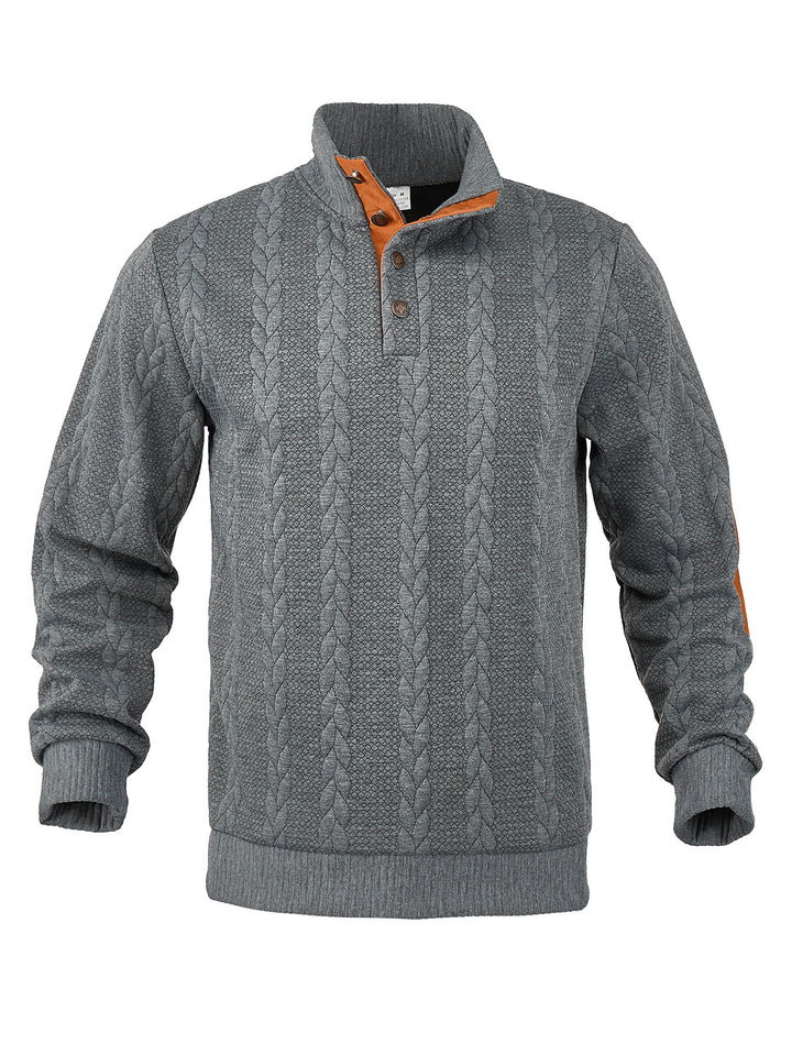 Herren Strickpullover mit hohem Kragen und strukturierter Oberfläche Echoarchiv