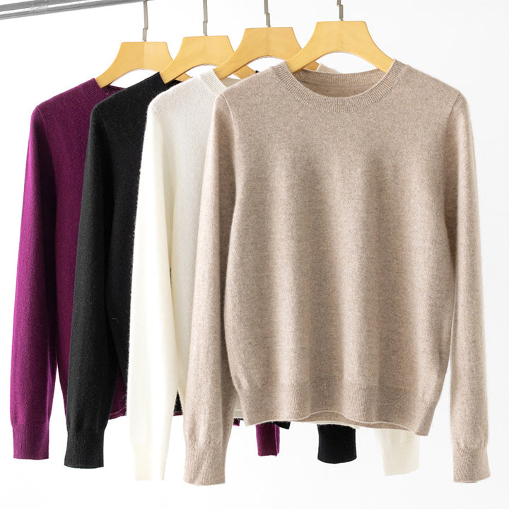 Damen Feinstrick-Rundhalspullover aus Kaschmir-Mix mit leichter Oversize-Passform Echoarchiv