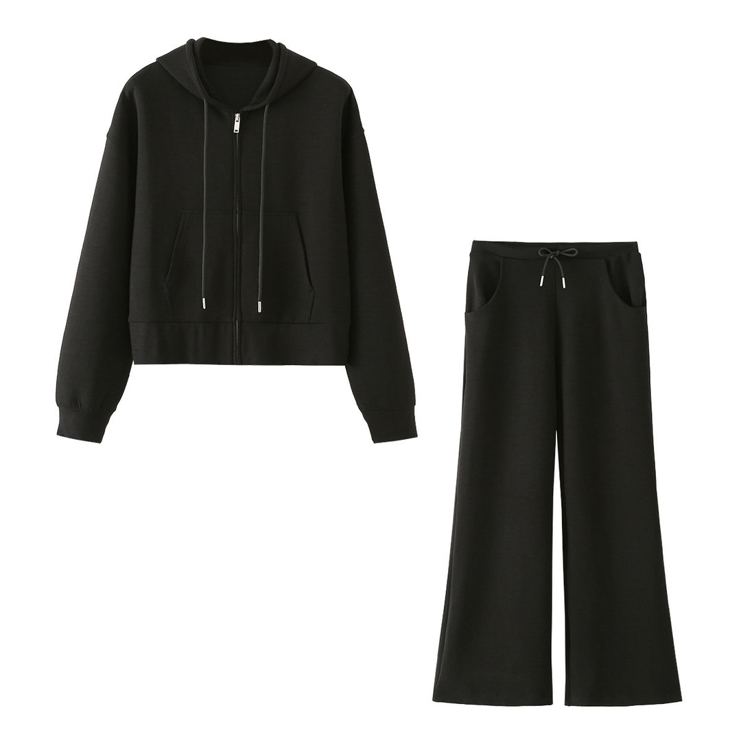 Damen Weite Jersey-Hose mit hohem Bund Tunnelzug und Pattentaschen Echo Archiv