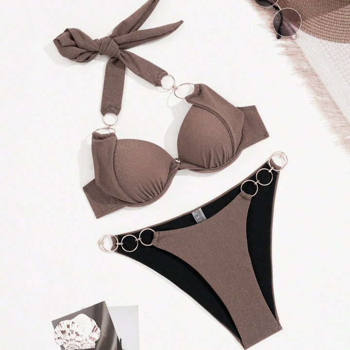 Damen Triangel-Bikini mit goldenen Ringakzenten Echo Archiv