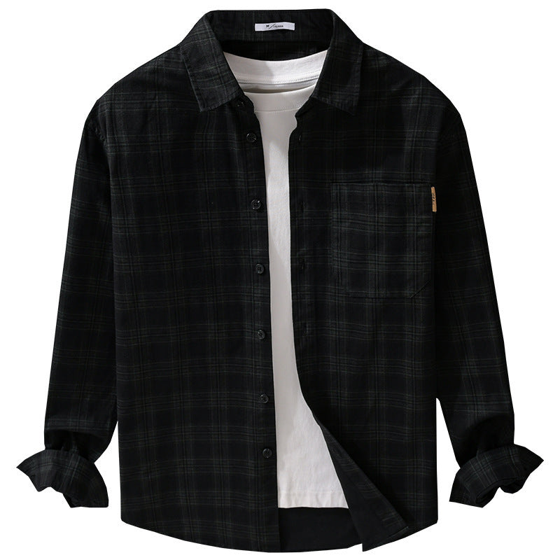 Herren Kariertes Hemdjacken-Overshirt aus leichtem Twill mit Brusttasche Echoarchiv