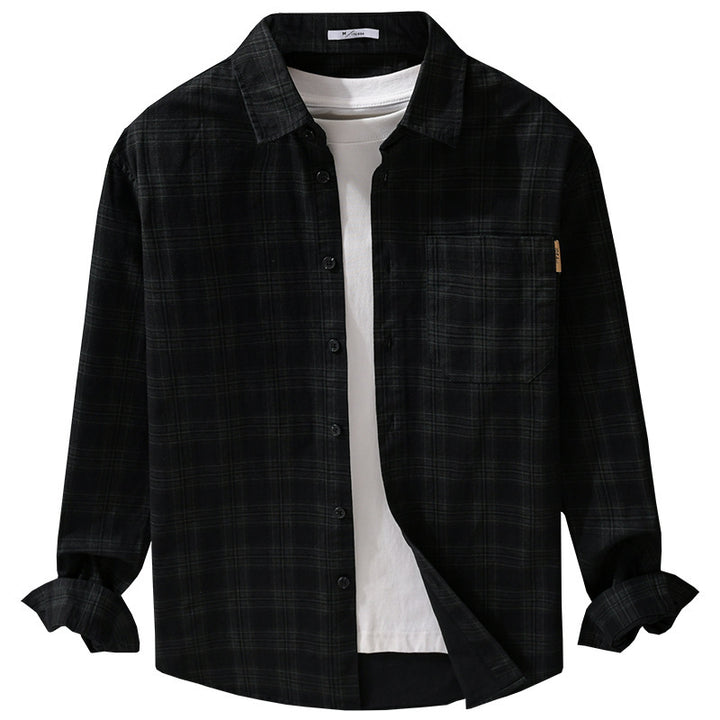 Herren Kariertes Hemdjacken-Overshirt aus leichtem Twill mit Brusttasche Echoarchiv