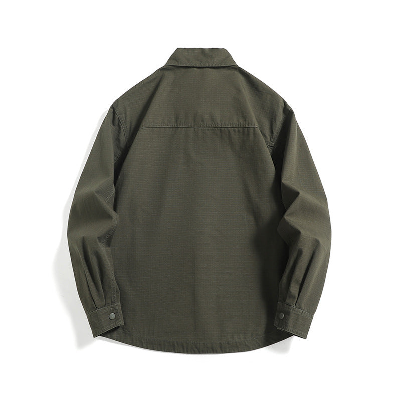 Herren Ripstop-Overshirt mit Druckknopfleiste, geradem Schnitt und Brusttasche Echoarchiv