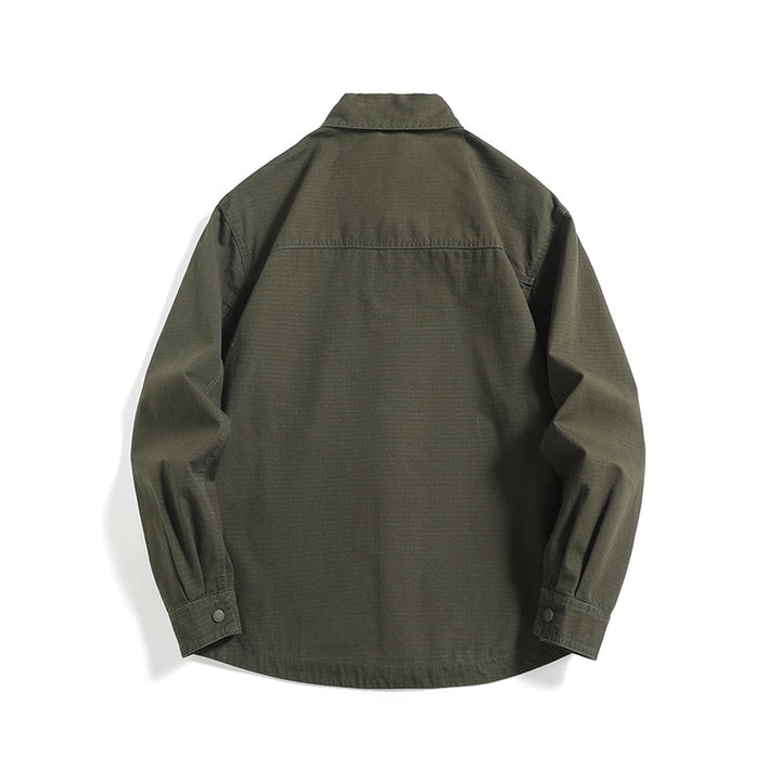 Herren Ripstop-Overshirt mit Druckknopfleiste, geradem Schnitt und Brusttasche Echoarchiv