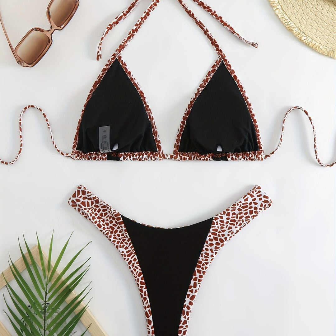 Damen Triangel-Bikini mit stilvollem Giraffenmuster Echo Archiv