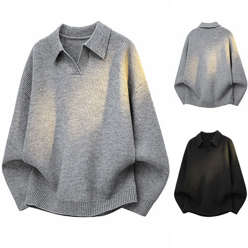 Damen Modischer Grobstrickpullover mit V-Ausschnitt und lässigem Schnitt Echoarchiv