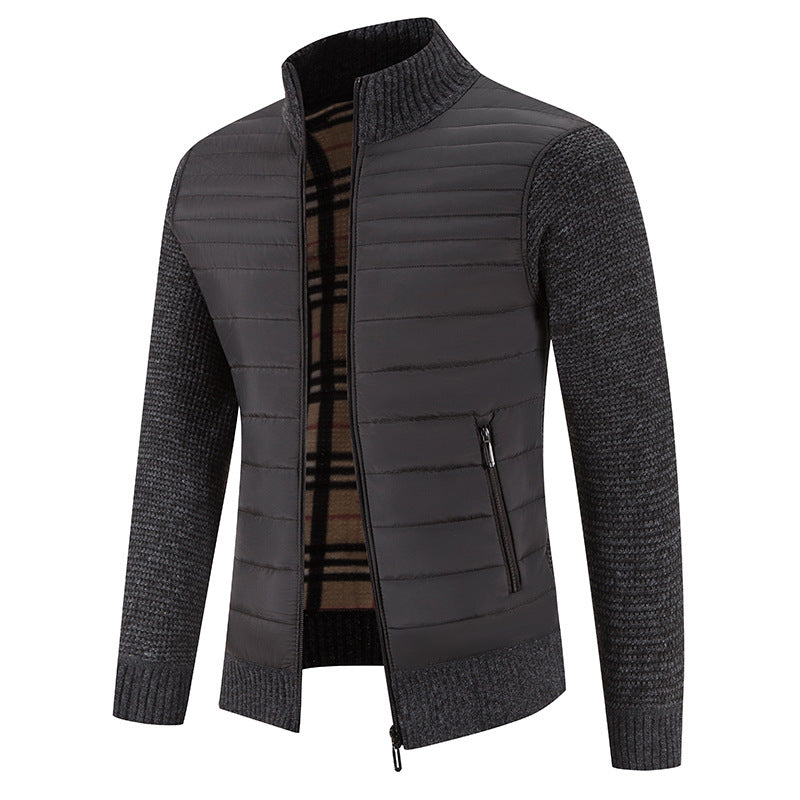Herren Steppjacke mit modernem Strickärmeln und hohem Kragen Echoarchiv