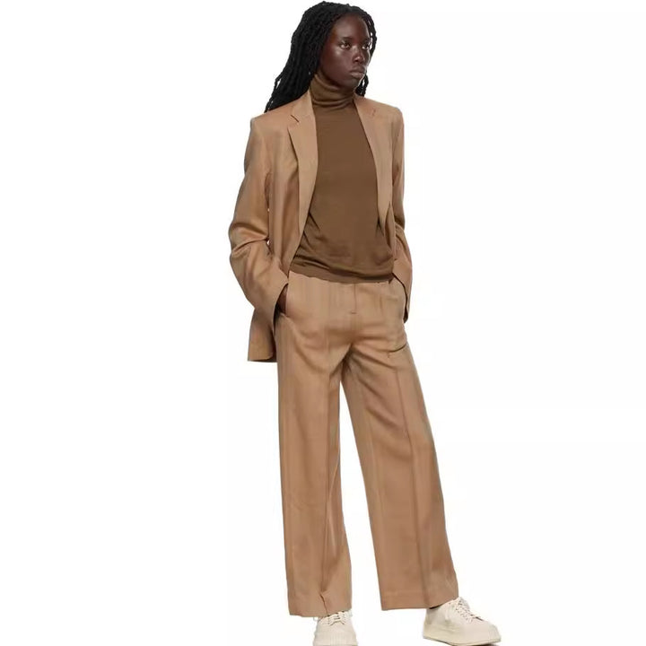 Damen Zweiteiliges Oversize-Blazer‑Set mit weiten Bundfaltenhosen Echoarchiv