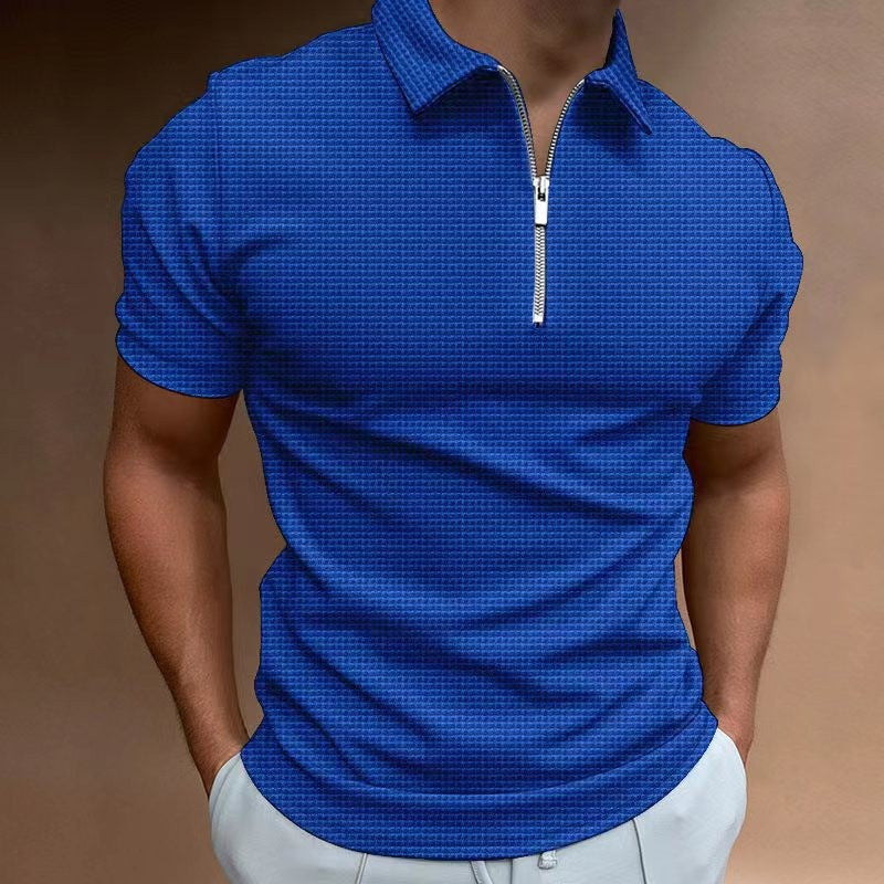 Herren Sportliches Kurzarm-Polohemd mit Reißverschluss und strukturiertem Design Echoarchiv