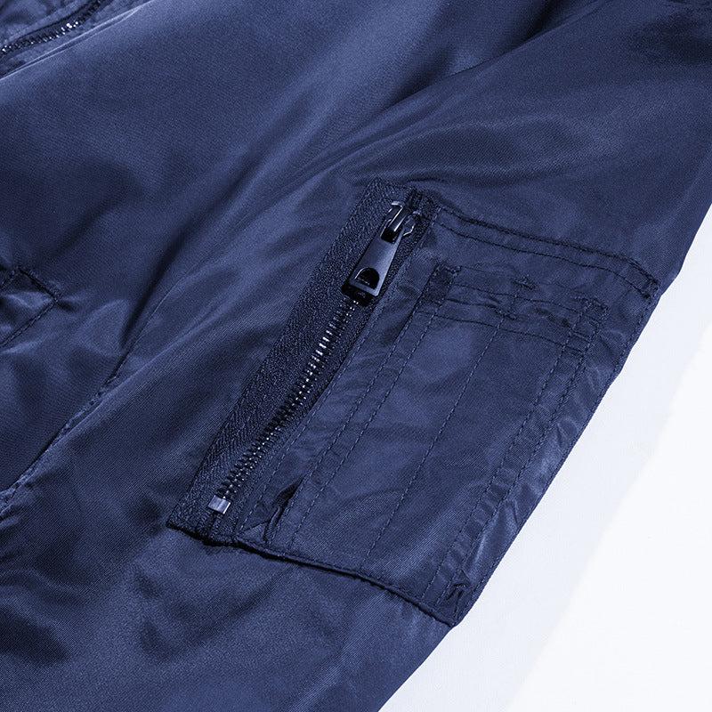 Herren leichte Nylon-Bomberjacke im Pilotenschnitt mit Ärmeltasche – Brevano